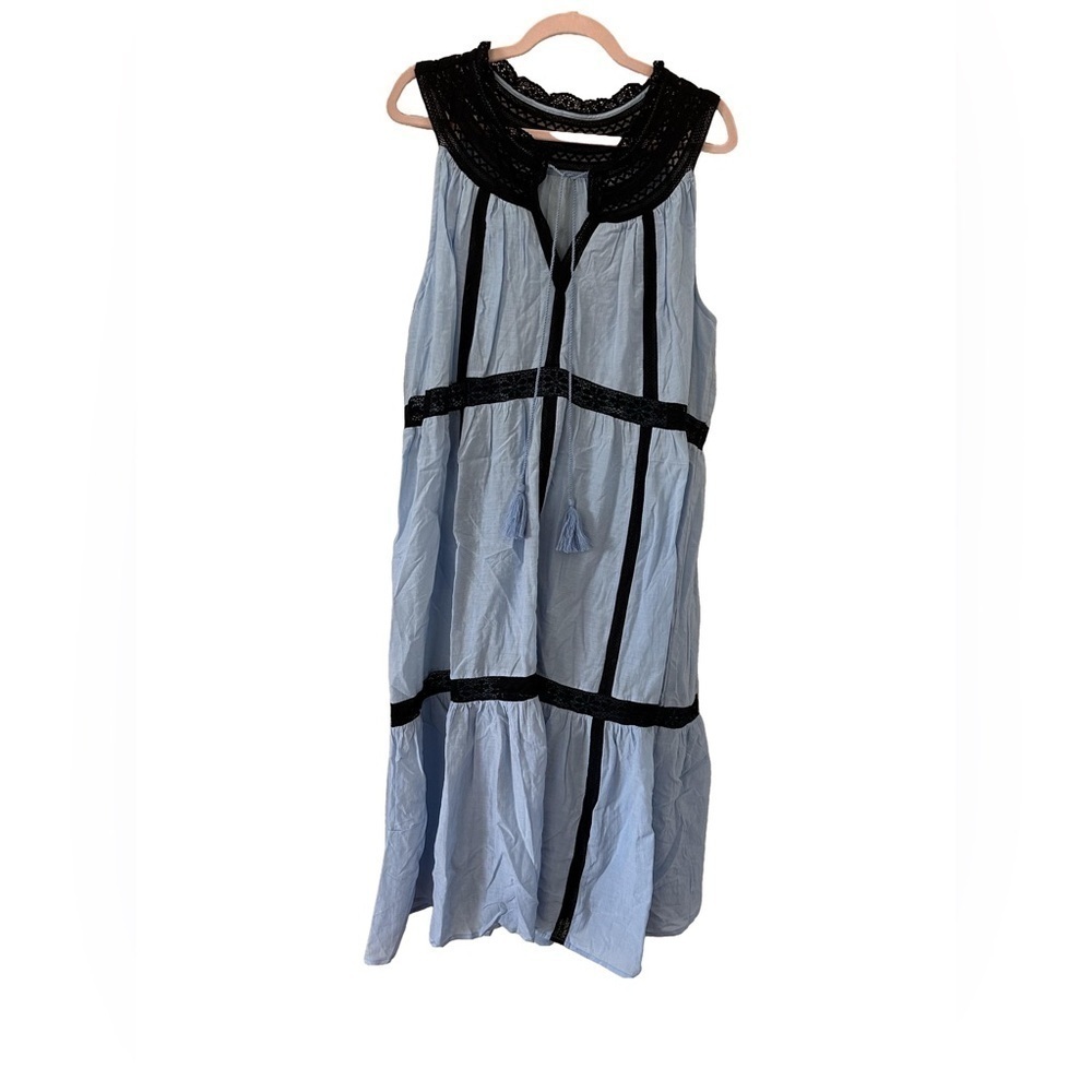 Elegant Blue and Black Maxi Dress